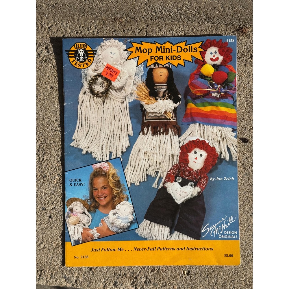 vintage craft book Mop Mini Dolls for Kids 2158 Suzanne McNeill Design Originals